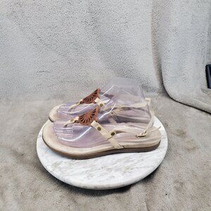 UGG Shoes Womens Size 6.5 Beige Leather Slip On Thong Sandals